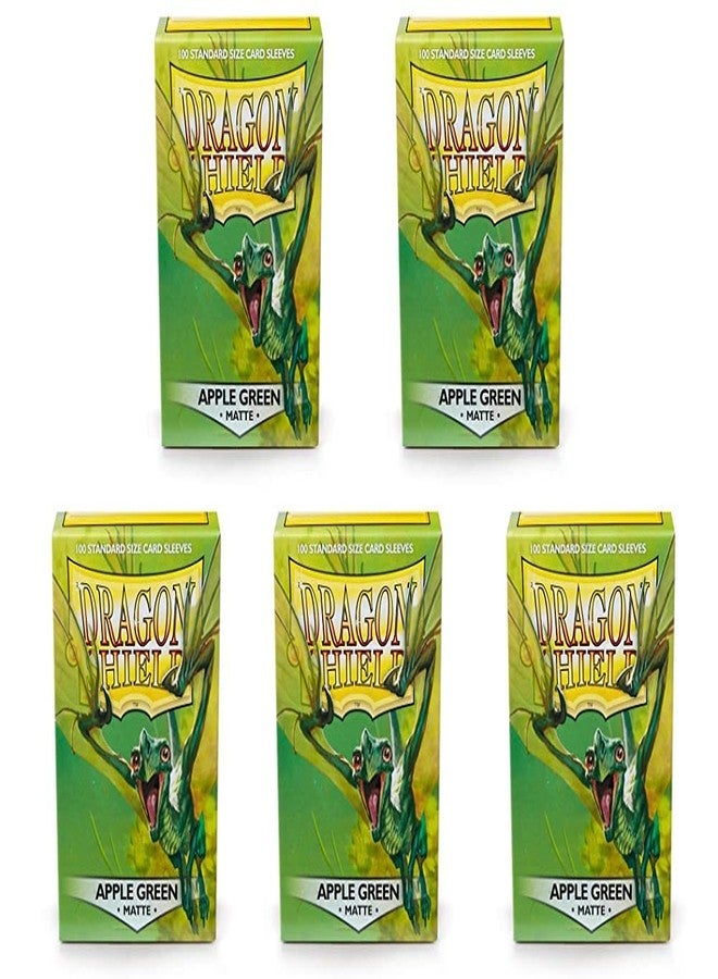 dragon shield 5 Packs Dragon Shield Matte Apple Green Standard Size 100 ct Card Sleeves Value Bundle! - Image 1